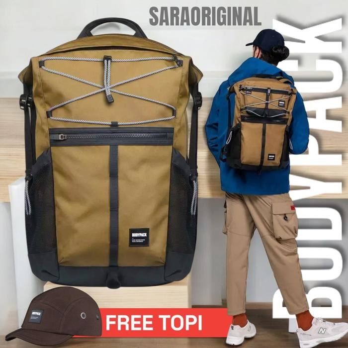 Bodypack Farside Escapade Laptop Backpack - Khaki Tas Laptop Original