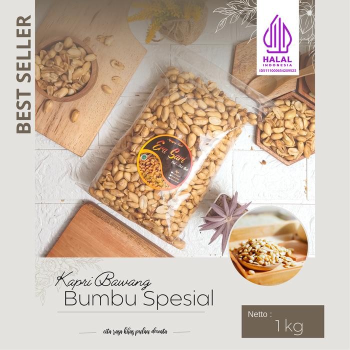 

Kacang kapri bawang Era Sari khas Bali 1kg kemasan pres PP mika