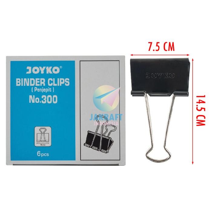 

(6 Pcs) Binder Clip JOYKO No.300 (75 mm) 3.1" Penjepit Klip Kertas Dokumen Data File Clips Jumbo