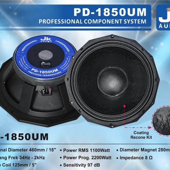 (Satuan) Speaker komponen 18inc Pd 1850 Jk coustic original Berkualitas Terbaik