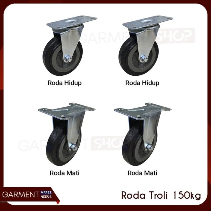 (Allthebest) Roda Troli Barang 4 Inch Hand Truck Trolley Ban Karet Dorongan Gerobak