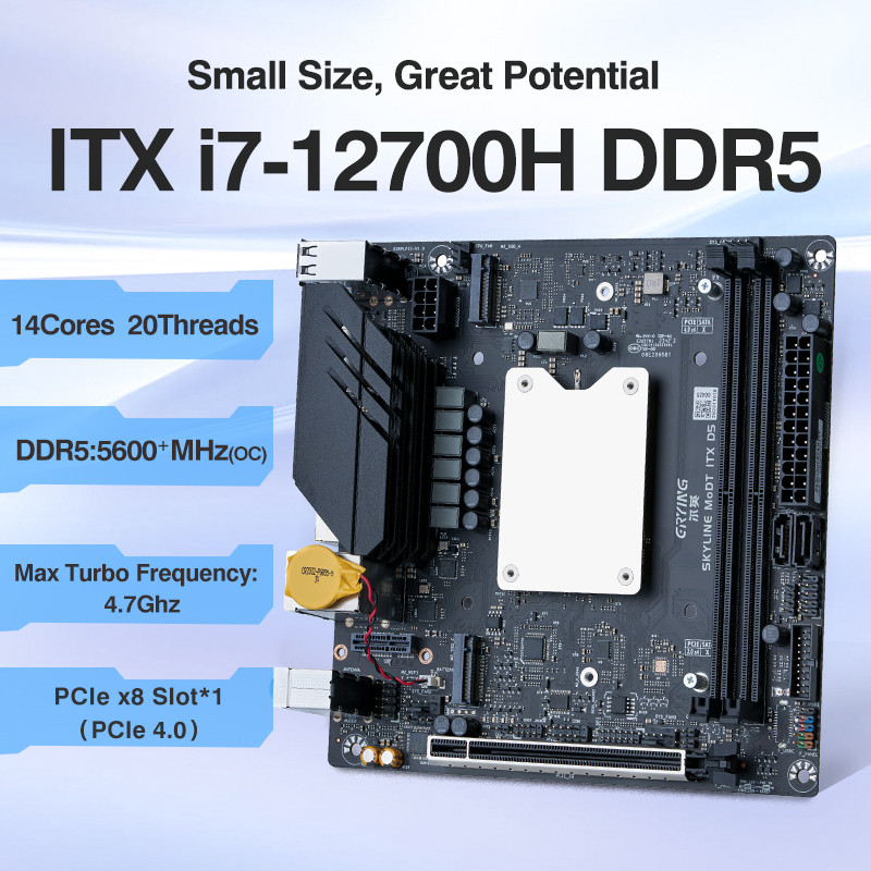 ERYING Mini ITX DIY PC Gamer LGA 1700 Motherboard CPU Combo Core Interposer Kit i7 12700H Procesador