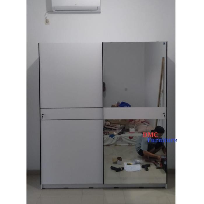 Lemari Baju 2Pintu Sliding Lemari Pakaian Geser Besar Lp Crown