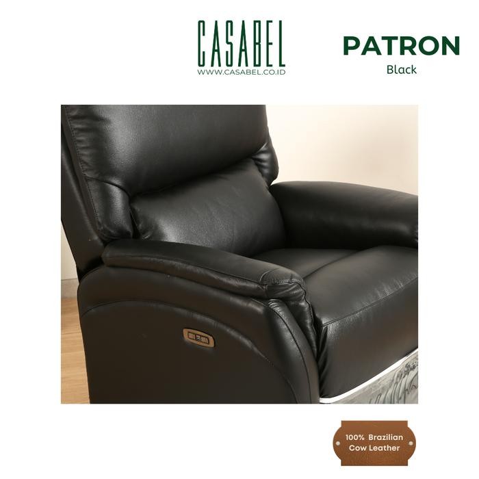 Kursi Santai Elektrik Kulit Asli Recliner Casanoble Patron - Black