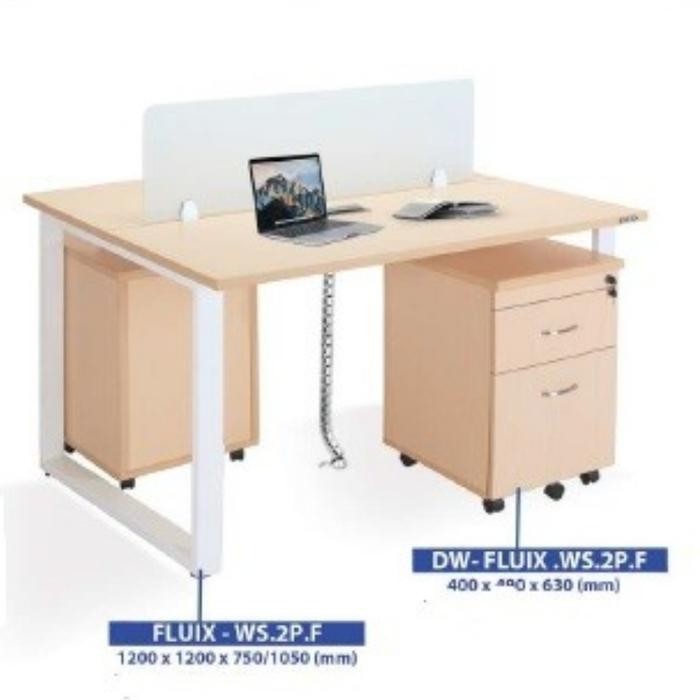 Meja Kantor Inco Fluix Ws-2 P.F + Partisi Kaca Dan Laci