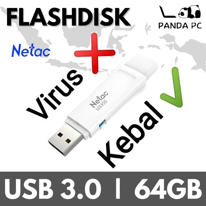 TERBARU Flashdisk Netac 64GB USB 3.0 Write Protect Security Flash Drive U335S Computer Otg Storage