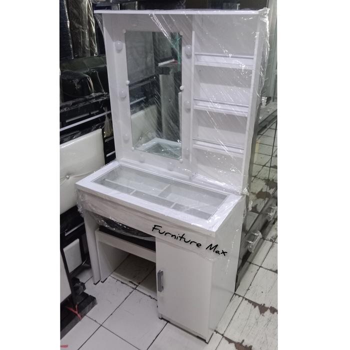 Meja Rias Nimalis / Meja Rias Putih / Meja Rias Aesthetic / Meja Rias Lampu Led / Meja Rias Lampu /