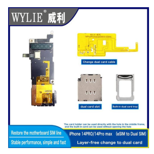Wylie eSim To Sim Slot Tray For iPhone 14 Pro Max 14ProMax 14Pro 14Plus Single SIM To Dual SIM Card 
