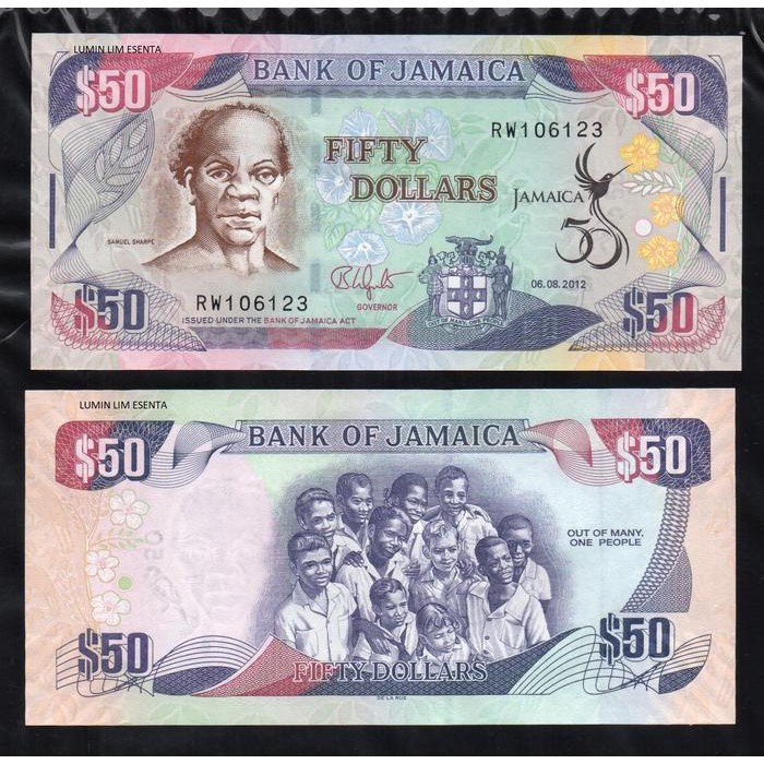 Bl4417 Uang Kuno Asing Jamaica 50 Dollar Peringatan 50Th Kemerdekaan