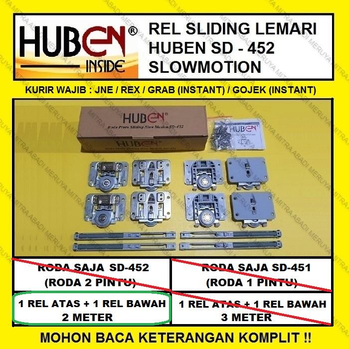 Rel Sliding Lemari HUBEN SD 451 SD 452 (REL ATAS + REL BAWAH) 2 METER