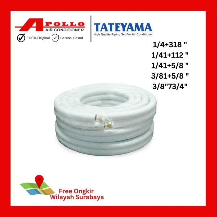 Terlaris Pipa Ac Tateyama 1/4 + 1/2 ( 1 Roll Panjang Pipa 30 Meter )