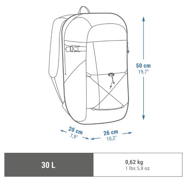 Quechua Arpenaz 30L Day Tas Ransel Carrier Original - Patrol Blue