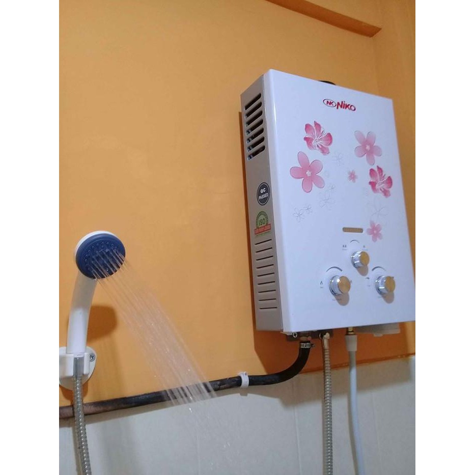 (Allthebest) WATER HEATER / PEMANAS AIR KAMAR MANDI GAS LENGKAP NIKO PUTIH