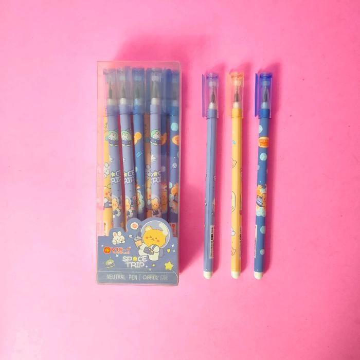 

[REAL PICT] 1 Pack Pen Gel lucu isi 12pcs Vis-1 Neutral pulpen stationery Tulis Plastik