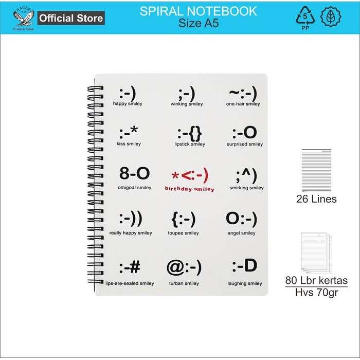 

Buku Tulis Spiral / Spiral Notebook A5 Tomex Emoji TX 810106