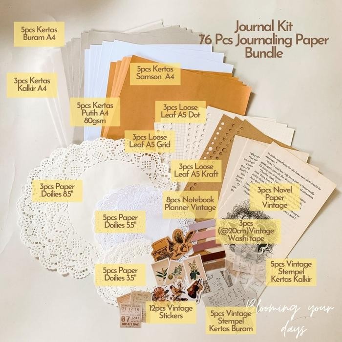 

Bloomingyourdays 76pcs Journal Kit Journaling Journal Bundle Paket Jurnal