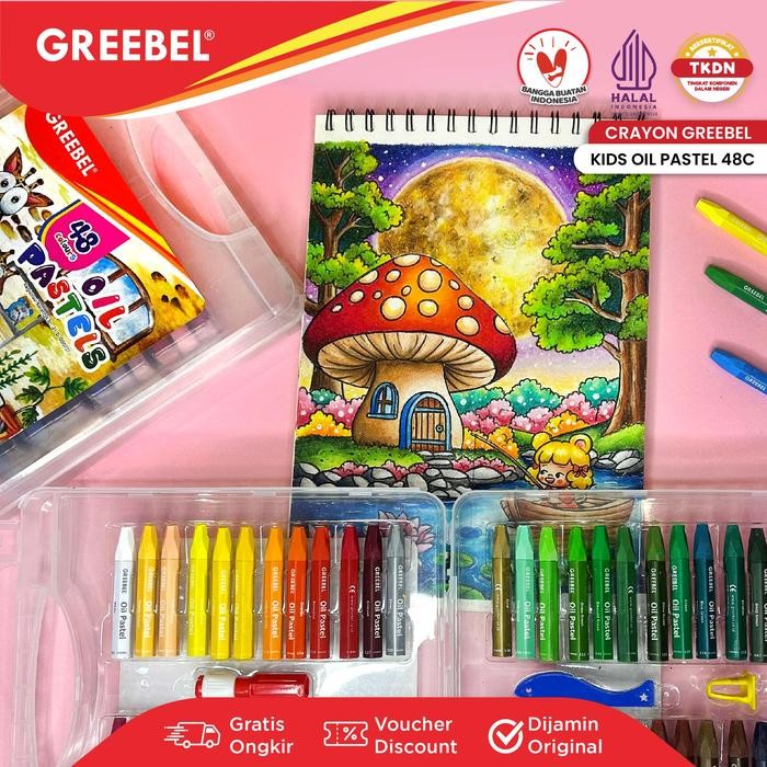 

GREEBEL Crayon Krayon KIDS OIL PASTEL 48 Warna (KOP 48C) / Krayon Oil Pastel / Mewarnai / Menggambar