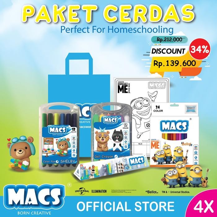 

Macs Paket Cerdas Mewarnai Pensil Warna Gel Crayon Color pen Set