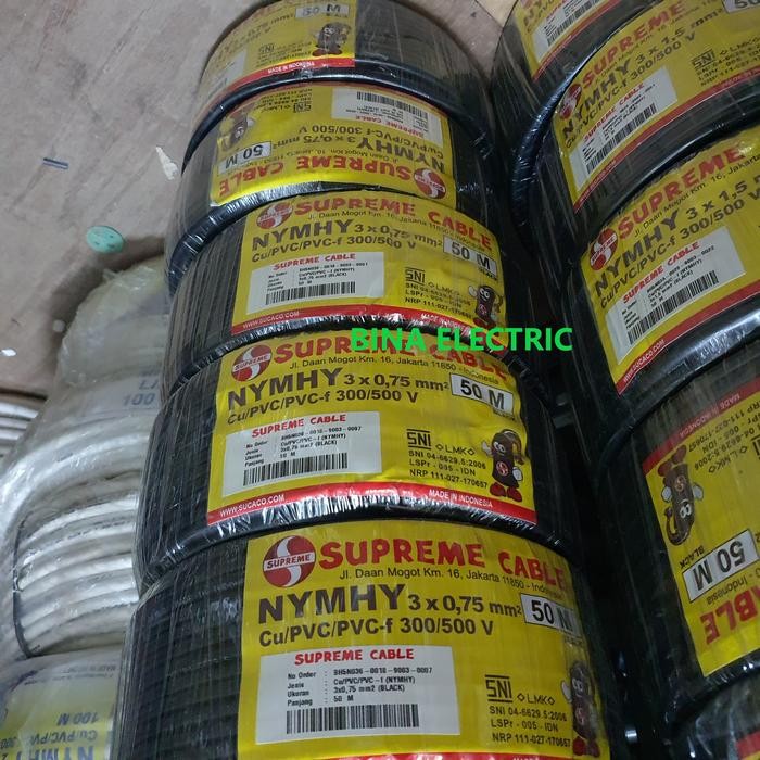 Kabel Listrik NYYHY 3x0.75 3x0,75 3x0.75mm 3x0,75mm Supreme 50M