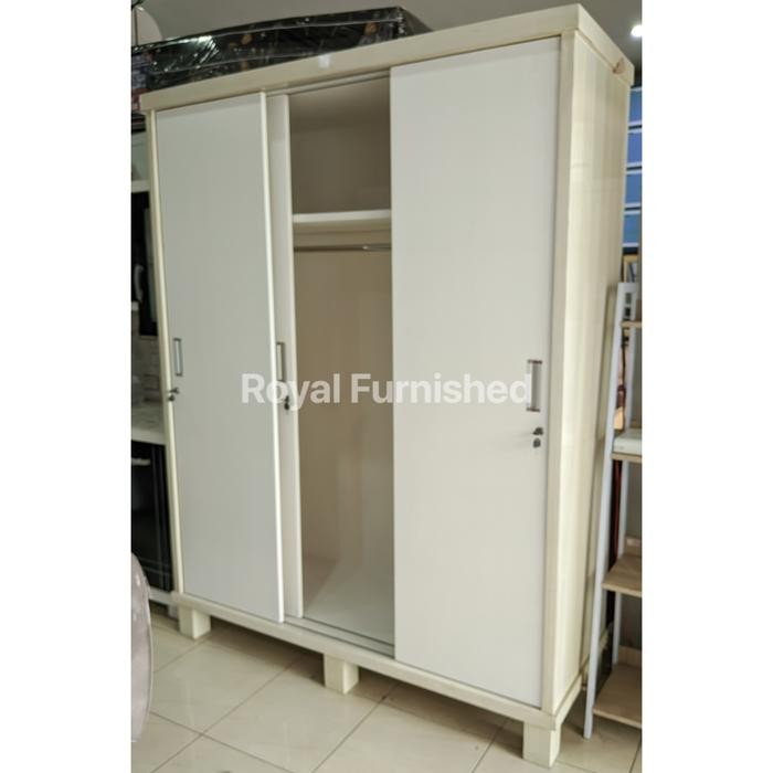 Lemari Pakaian Kayu 3 Pintu Sleding