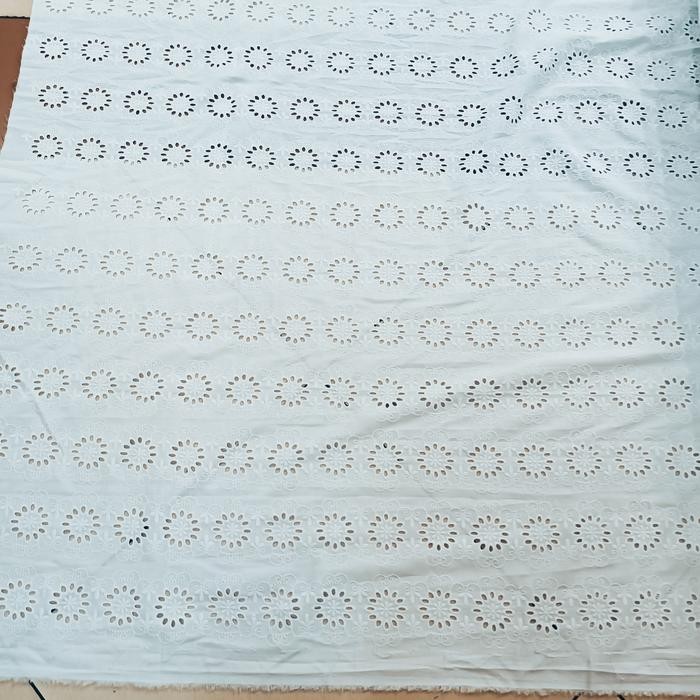 kain katun bordir putih embroidery