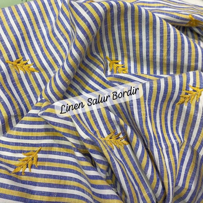 Kain katun Linen bordir motif terbaru