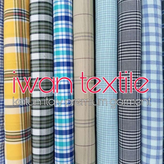 kain katun kotak kecil bahan kemeja kamtor pria/wanita garment