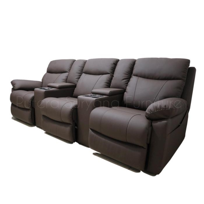 Sofa Recliner 3 Seater Eletrik + 2 Console Box Bahan Navaro Nappa