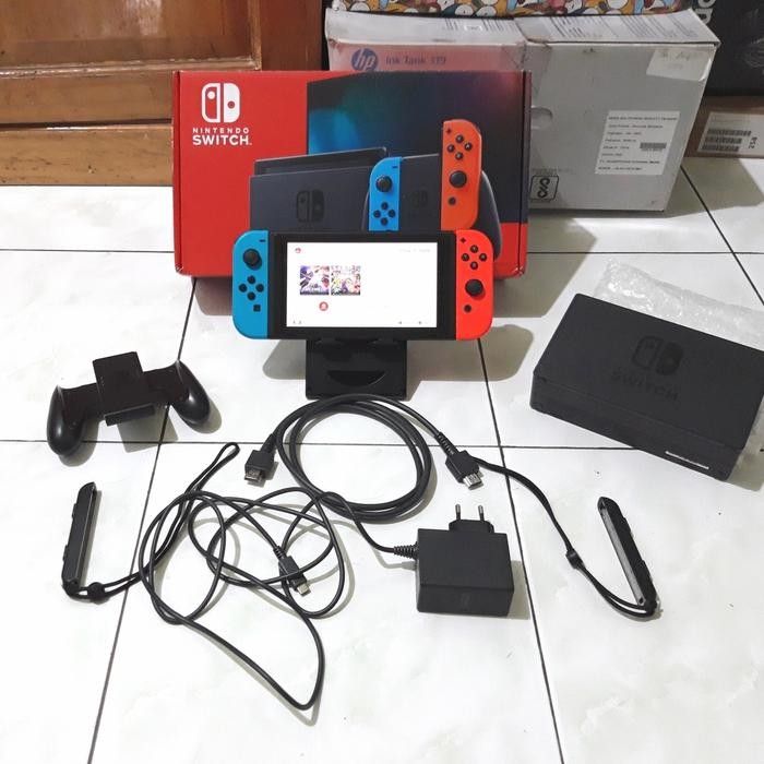 Nintendo switch v2 neon switch v2 grey ofw fullset fullgames oled lite