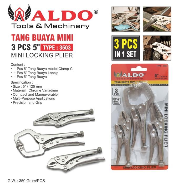 TANG BUAYA MINI 3 PCS 5" 3503 / TANG BUAYA SET / MINI LOCKING PLIER / TANG JEPIT SERBAGUNA SET MERK