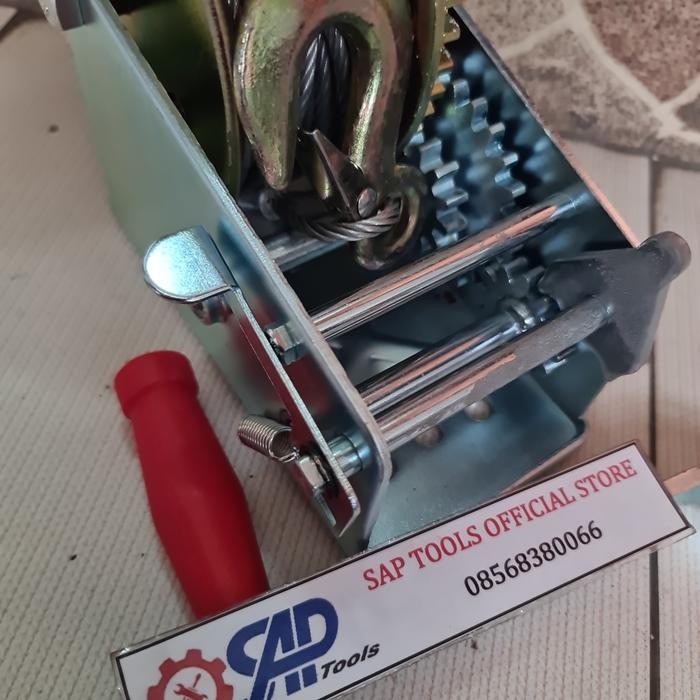 Stok Terbatas Hand Winch 3500Lbs Katrol Sling Baja 1500Kg Wire Rope Winch