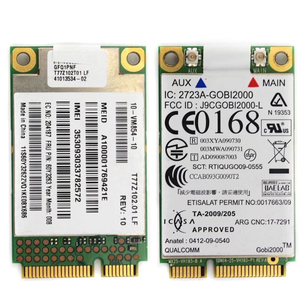 Gobi2000 3G WAN Card for X201 X201i T410 T410i T510 FRU:60Y3263 60Y3183
