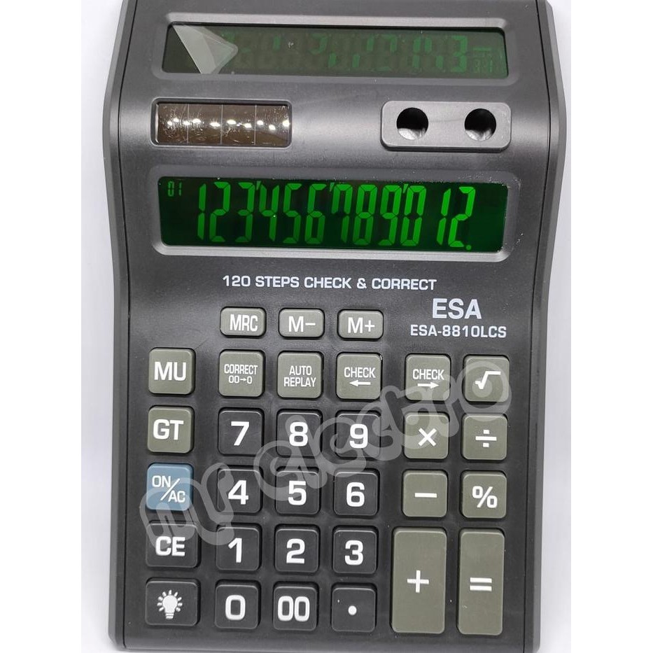 

KALKULATOR ESA 8810 LCS LED BACKLIGHT 2 LAYAR - KALKULATOR 12 DIGIT Hitam