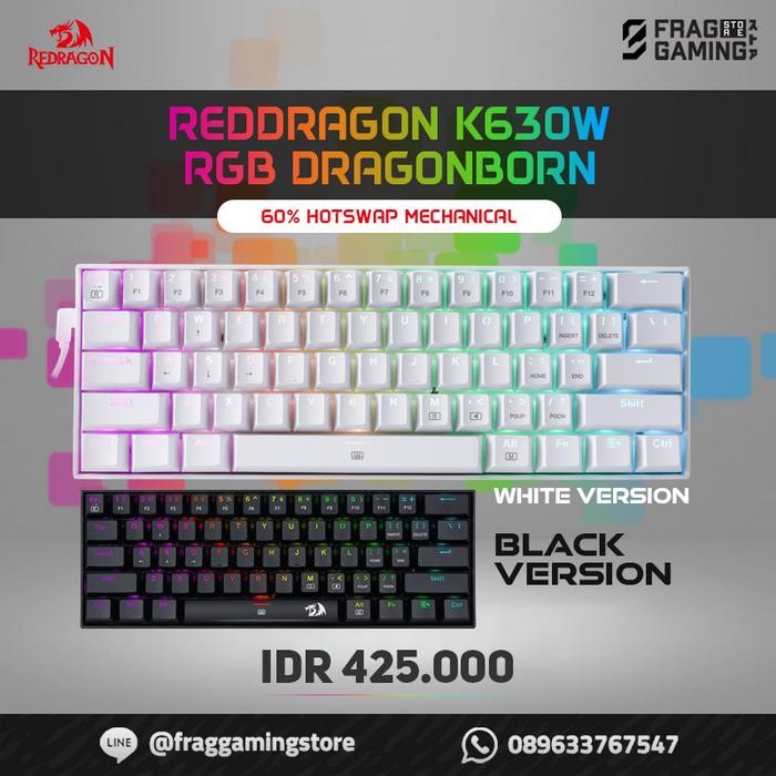 (Expert) Redragon / Reddragon K630W / K630 RGB DRAGONBORN WHITE KEYBOARD