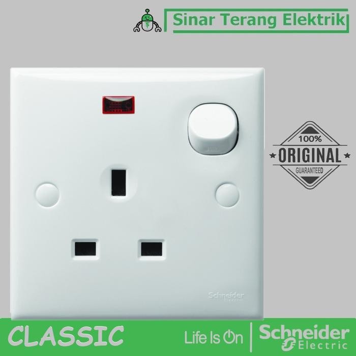 CLASSIC STOP KONTAK KAKI 3 / AC - LAMPU + SAKLAR E15NR_WE SCHNEIDER