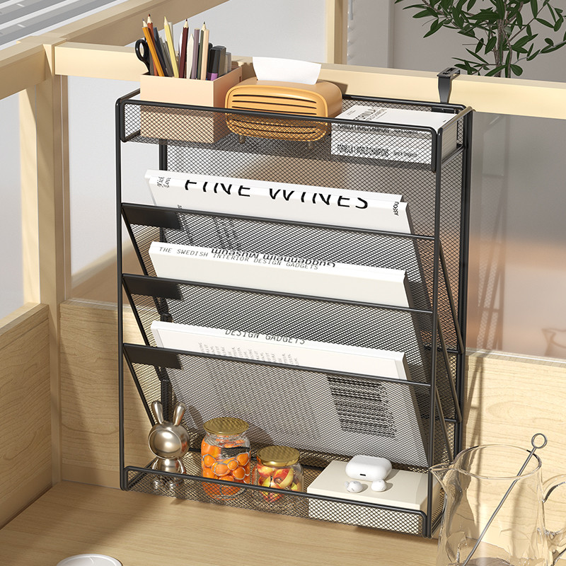 

Desk File Organizer Mesh 5-Tier, Hanging Wall Mount Document Organization Stand, Desktop Vertical