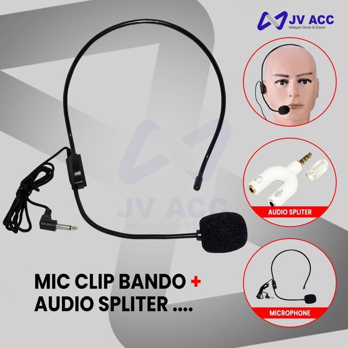 BANDO MICROPHONE MIC CLIP ON + AUDIO SPLITTER U LIVE TIKTOK YOUTUBE