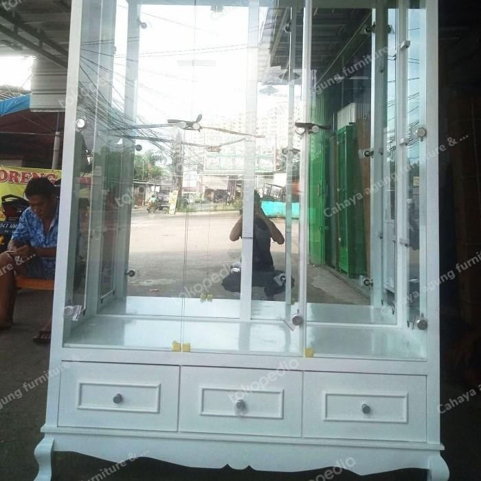 Lemari Hias Lemari Buku Lemari Pajangan Full Kaca 3 Pintu Nimalis