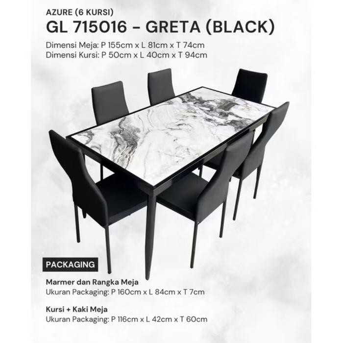 Meja Makan Marmer 6 Kursi
