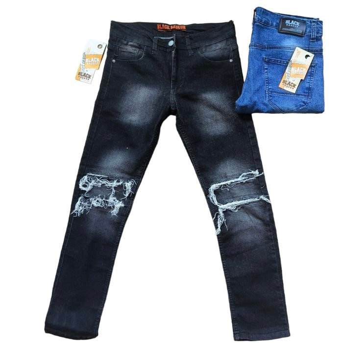 Celana Jeans Ripped Hitam Wash Pahalutut Sobek Black Et Fit Nyaman Slim Tebal Celana Gangster