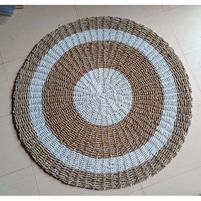 Rug Bulat Motif Natural /Karpet Anyaman Seagrass / Karpet Big D 200 Cm
