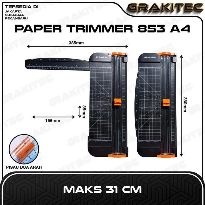 

AT Grakitec Alat Pemotong Kertas A4 / A3 Vertikal / Paper Cutter / Paper Trimmer 853 A4 Maks 31 CM