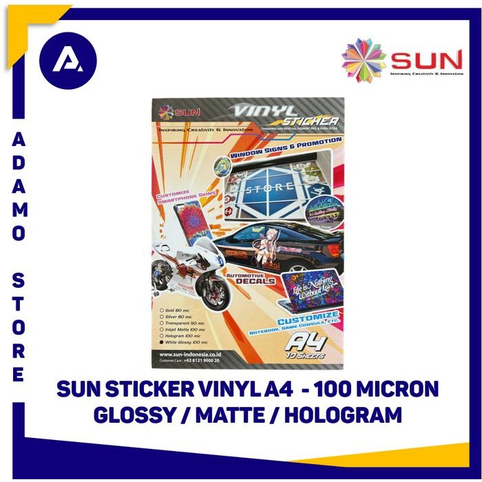 

AT Kertas Sticker Vinyl Sun Anti Air A4 Glossy / Matte / Hologram