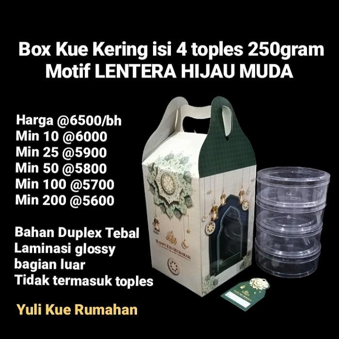 (Expert) Box kue kering isi 4 toples 250gram motif lebaran murah