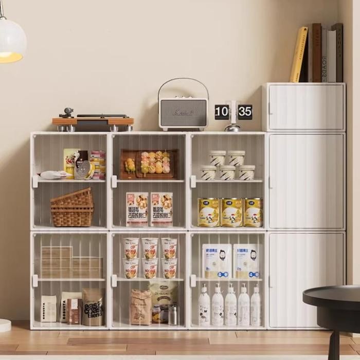 99KHOME Lemari Plastik Aesthetic Kotak Penyimpanan Minimalis Rak Meja Putih Serbaguna K1018