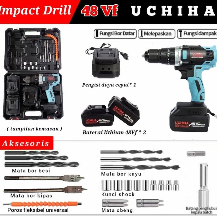 48vf mesin bor impact drill uchiha / bor baterai uchiha