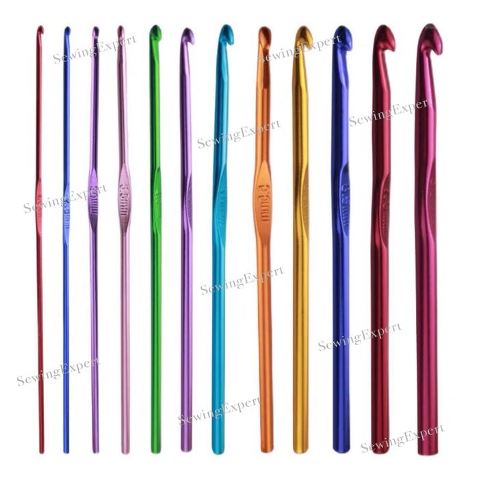 

AT SET 14pcs HAKPEN Aluminium / Jarum Rajut Warna Warni Crochet Hook 14 Ukuran