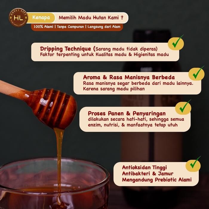

Honey Life Madu Hutan Liar Asli 100% - Tingkatkan Imun & Vitalitas - 650Ml