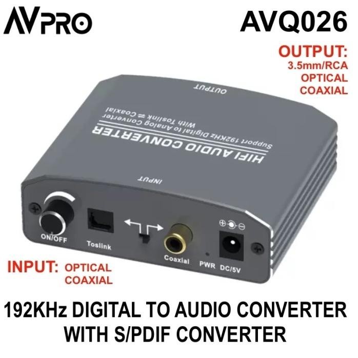 AVPRO AVQ026 Dital to Analog Converter DAC 24/192khz SPDIF Converter masih ready