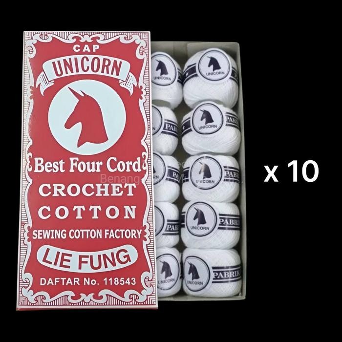 

AT Benang Renda No.40 / Benang Rajut Katun No.40 Cap UNICORN Grosir 1 Box